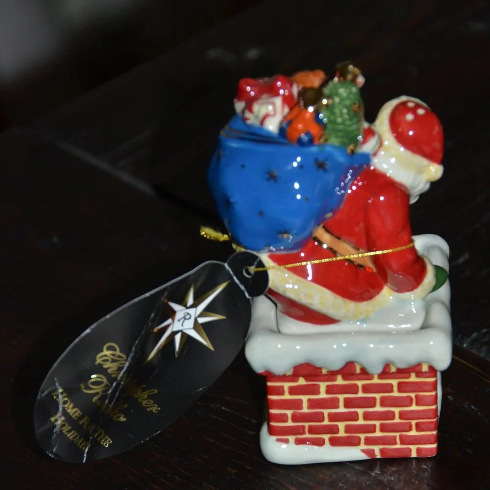 RARE CHRISTOPHER RADKO SANTA UP ON THE CHIMNEY CHRISTMAS SALT PEPPER SHAKER SET